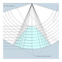 fig 4/ Tracé des rayons et de la courbe sur le dév...